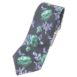 Corbata estrecha Christian Dior Jardin Negro Naranja