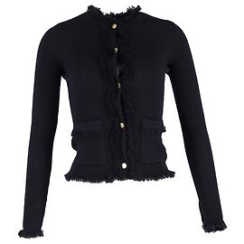 Fransen-Milano-Strickjacke von Michael Michael Kors aus marineblauer Merinowolle Blau Marineblau