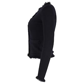 Michael Kors-Michael Michael Kors Fringed Milano Knit Cardigan in Navy Blue Merino Wool -Blue,Navy blue