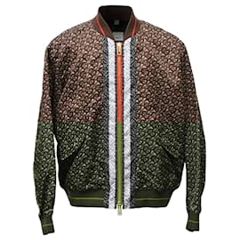 Burberry- Burberry Monogram Zipped Bomber Jacket in Brown Polyamide-Brown