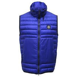 Blauer Polyamid-Daunenweste mit Compass-Patch von Stone Island Blau