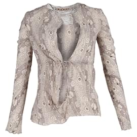 Marni- Marni Printed Self-Tie Blouse in Brown Silk-Brown