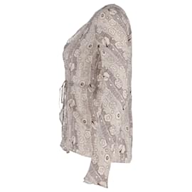 Marni- Marni Printed Self-Tie Blouse in Brown Silk-Brown
