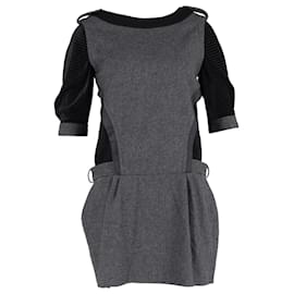 Autre Marque-Vanessa Bruno Layered Mini Dress in Grey and Black Wool-Grey