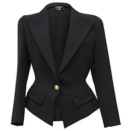 Blazer de un solo botón en algodón negro Balmain Negro
