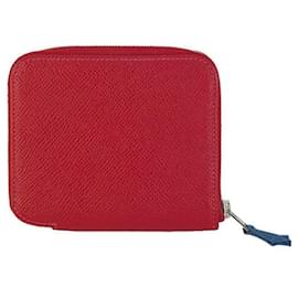 Hermès-Mini portefeuille en soie Azap Compact d'Hermès-Rouge