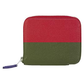 Hermès-Mini portefeuille en soie Azap Compact d'Hermès-Rouge