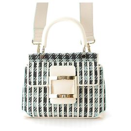 Roger Vivier Tweed Leather 2WAY Shoulder Handbag White