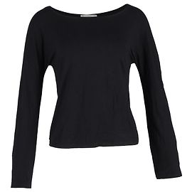 T-shirt a maniche lunghe con scollo a barca Max Mara in cotone nero Nero
