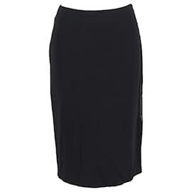 Autre Marque-Antonio Berardi Side Zipped Midi Skirt in Black Rayon-Black