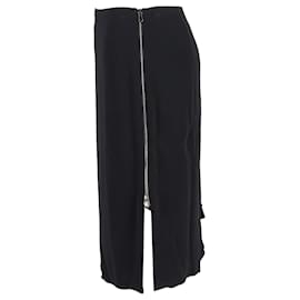 Autre Marque-Antonio Berardi Side Zipped Midi Skirt in Black Rayon-Black