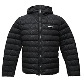 Versace-Versace Printed Zipped Down Jacket in Black Polyamide-Black