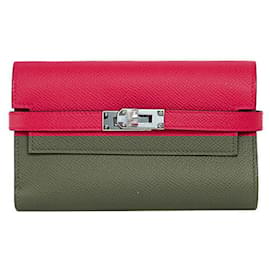 Hermès-Portefeuille Trifold Medium Kelly d'Hermès Rose-Rose