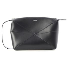 Loewe Leather Puzzle Fold Wash Bag Clutch Black