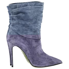 Christian Louboutin-Christian Louboutin Ishtar Booty Ankle Boots in Blue Suede-Blue,Light blue