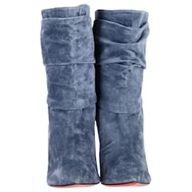 Christian Louboutin-Christian Louboutin Ishtar Booty Ankle Boots in Blue Suede-Blue,Light blue