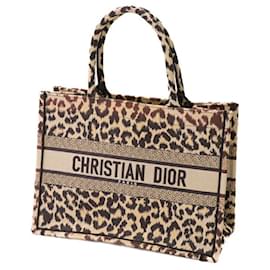 Dior-Christian Dior Leopard Book Tote Canvas Bag-Brown,Beige