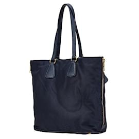 Prada-Prada Nylon Leather 2way Tote Bag-Blue