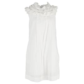 Fendi-Robe Mini à Col Roulé Fendi en Coton Blanc-Blanc,Écru