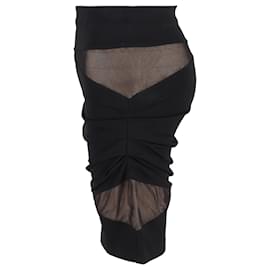 Autre Marque- Alexander Wang Mesh Accent Mini Skirt in Black Rayon-Black