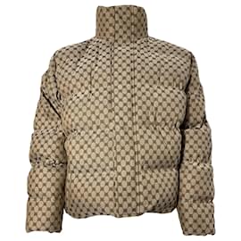 Balenciaga-Gucci X Balenciaga 2021 Hacker Project BB Supreme Down Jacket in Beige Polyester-Beige