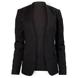 Theory Open Blazer in Black Linen Black