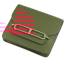 Hermès-Portefeuille Slim Roulis en Chèvre Hermes-Rouge
