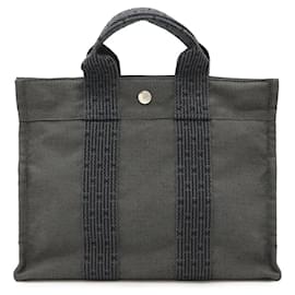 Hermès-Sac tote en toile Herline d'Hermès-Gris