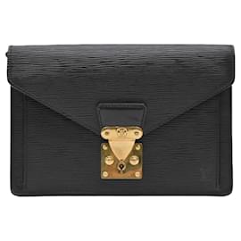 Louis Vuitton-Pochette en cuir Epi Louis Vuitton-Noir