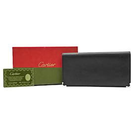 Cartier-Cartier Leather Cabochon Long Wallet Black-Black