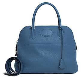Hermès-Sac à main Hermes Bolide 31 Bleu Azur-Bleu