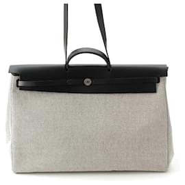 Hermès-Sac cabine GM Hermes Toile Herbag Zip 50 Retourne-Noir