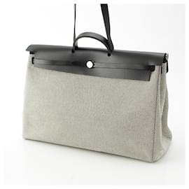 Hermès-Sac cabine GM Hermes Toile Herbag Zip 50 Retourne-Noir