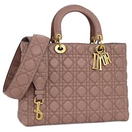 Dior-Dior Lady Dior Cannage Large Tote Bag-Pink