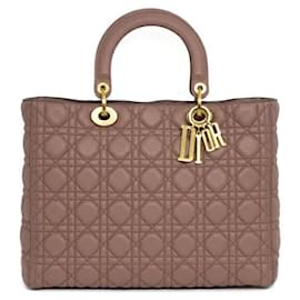 Dior-Dior Lady Dior Cannage Large Tote Bag-Pink