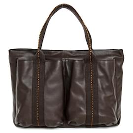 Hermès-Sac fourre-tout en cuir Hermes marron-Marron
