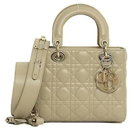 Dior-Dior Lady Dior Small Cannage Lambskin 2way Bag-Brown,Beige