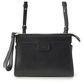 Chloé Chloe EDITH Leather 2way Shoulder Bag Clutch Black