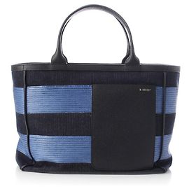 Valextra Canvas Denim Leather Tote Bag Blue