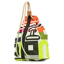 Hermès-Sac à épaule en toile marine Recif d'Hermès-Multicolore
