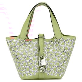 Hermès-Hermes Picotin Lock Micro Lucky Daisy Swift Handbag Limited-Brown