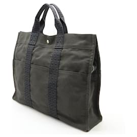 Hermès-Sac tote en toile Herline d'Hermès-Gris