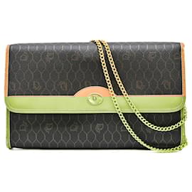 Dior-Dior Chain Shoulder Bag Dark Brown PVC-Brown