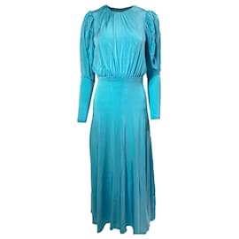 Autre Marque- Rotate Birger Christensen Laura Midi Dress in Blue Rayon-Blue