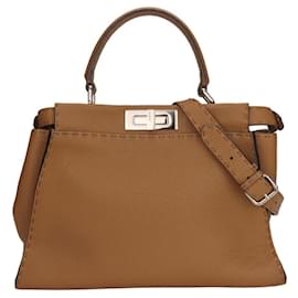 Fendi-Fendi Peekaboo Celeria Leather 2way Bag-Brown