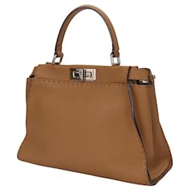 Fendi-Fendi Peekaboo Celeria Leather 2way Bag-Brown