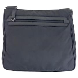 Prada-Prada Tessuto Saffiano Nylon Leather Shoulder Bag-Black