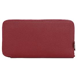 Hermès-Portefeuille Long en Soie Azap Hermes Rouge Grenat-Rouge