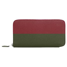 Hermès-Portefeuille Long en Soie Azap Hermes Rouge Grenat-Rouge