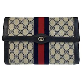 Gucci-Gucci GG Supreme Canvas Leather Clutch Bag-Grey